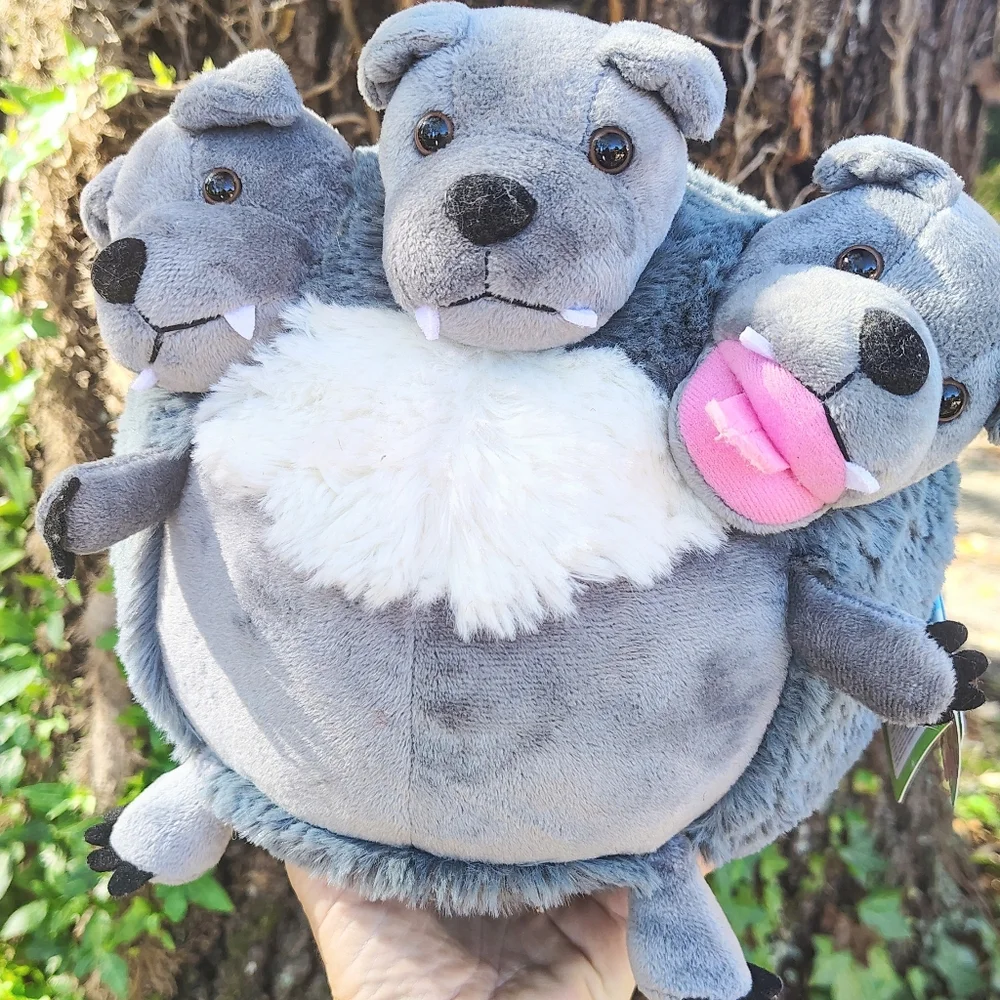 SQUISHABLE CERBERUS 3 HEADED DOGS ROUND 9" PLUSH NWT - Picture 1 of 8